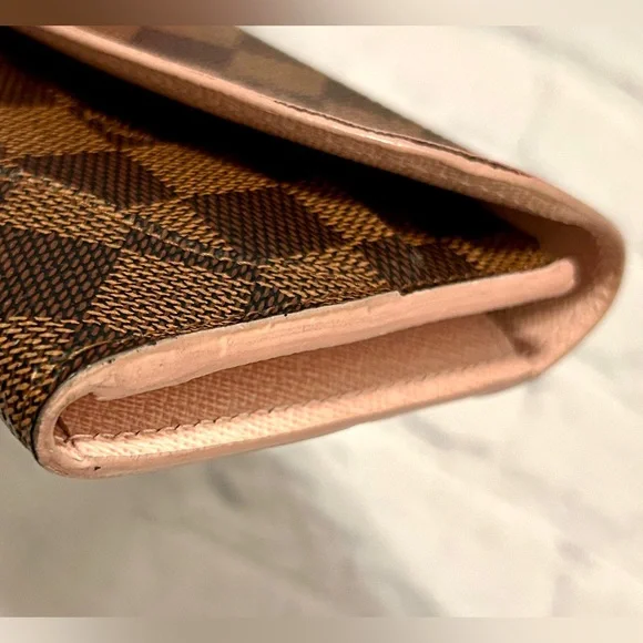 SOLD! ❌ Louis Vuitton Brown Damier Caissa Wallet With Pink Interior & Dust Bag - Picture 11 of 16